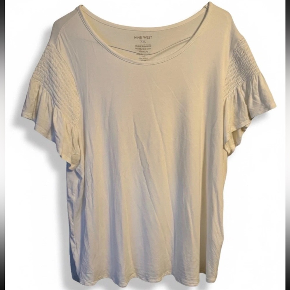 Nine West Woman’s XXL White Short Sleeve Top A0023